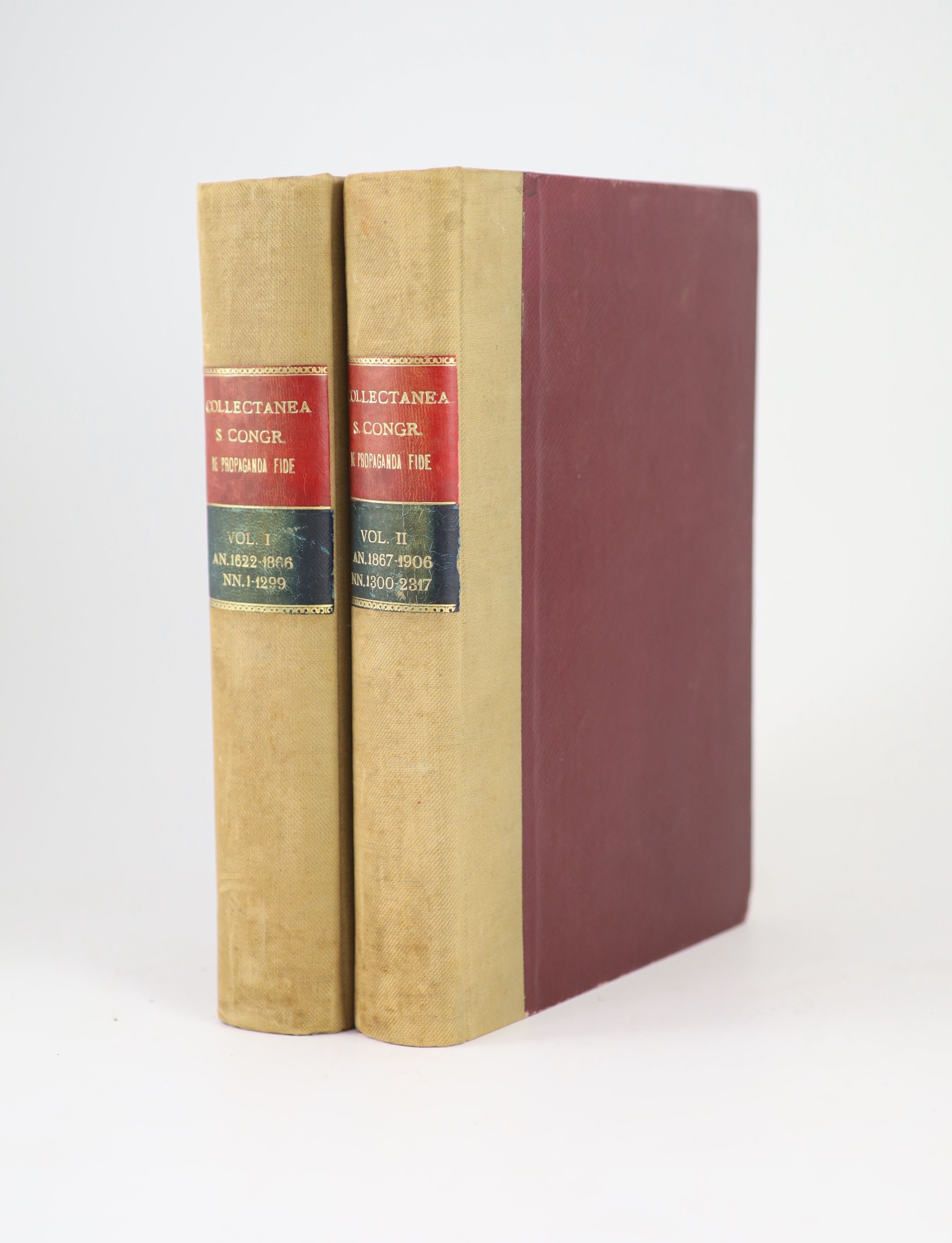 Catholic Church, Congregatio de Propaganda Fide. Collectanea S. Congregationis De Propaganda Fide sen Decreta Instructiones Rescripta Pro Apostolicis Missionibus. Vol. I. Ann. 1622-1866. NN. 1-1299. Vol. II. Ann. 1867-19